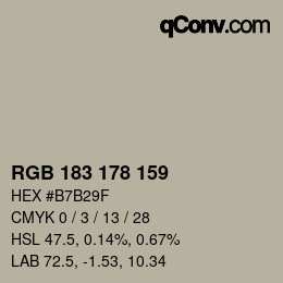カラーコード: RGB 183 178 159 | qconv.com