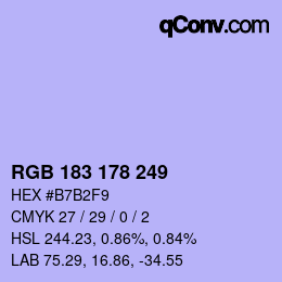 Color code: RGB 183 178 249 | qconv.com