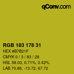 Color code: RGB 183 178 31 | qconv.com
