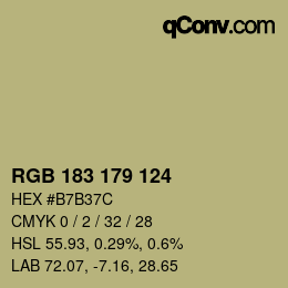 颜色代码: RGB 183 179 124 | qconv.com