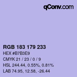 Color code: RGB 183 179 233 | qconv.com