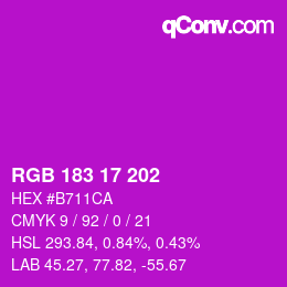 颜色代码: RGB 183 17 202 | qconv.com