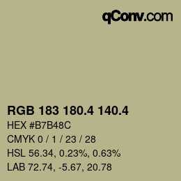 カラーコード: RGB 183 180.4 140.4 | qconv.com