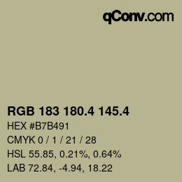 カラーコード: RGB 183 180.4 145.4 | qconv.com