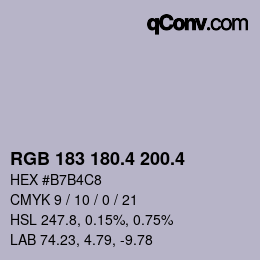 カラーコード: RGB 183 180.4 200.4 | qconv.com