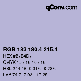 カラーコード: RGB 183 180.4 215.4 | qconv.com