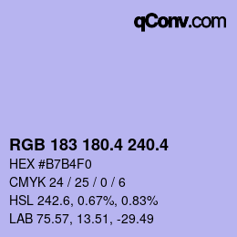 カラーコード: RGB 183 180.4 240.4 | qconv.com