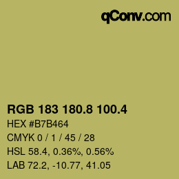 カラーコード: RGB 183 180.8 100.4 | qconv.com