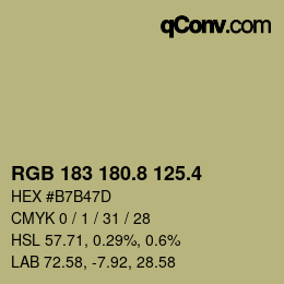 カラーコード: RGB 183 180.8 125.4 | qconv.com