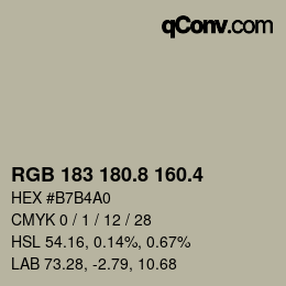カラーコード: RGB 183 180.8 160.4 | qconv.com