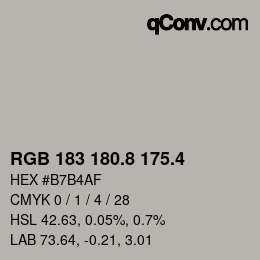 カラーコード: RGB 183 180.8 175.4 | qconv.com