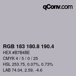 カラーコード: RGB 183 180.8 190.4 | qconv.com