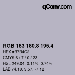 カラーコード: RGB 183 180.8 195.4 | qconv.com