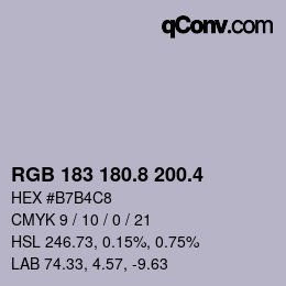 カラーコード: RGB 183 180.8 200.4 | qconv.com