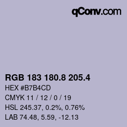 カラーコード: RGB 183 180.8 205.4 | qconv.com