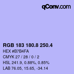 カラーコード: RGB 183 180.8 250.4 | qconv.com