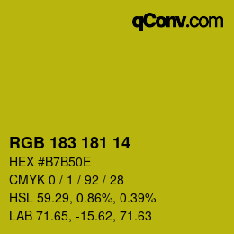 Color code: RGB 183 181 14 | qconv.com