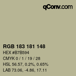 Color code: RGB 183 181 148 | qconv.com