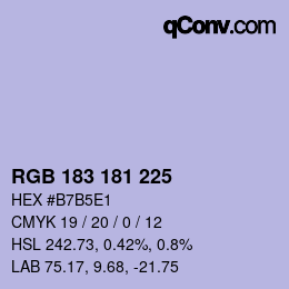 Color code: RGB 183 181 225 | qconv.com