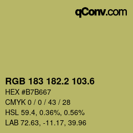 カラーコード: RGB 183 182.2 103.6 | qconv.com