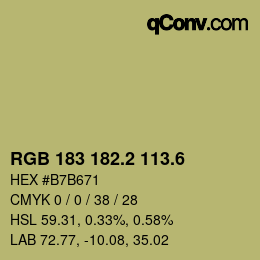 カラーコード: RGB 183 182.2 113.6 | qconv.com