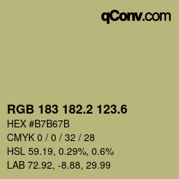 カラーコード: RGB 183 182.2 123.6 | qconv.com