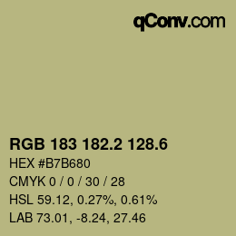 カラーコード: RGB 183 182.2 128.6 | qconv.com