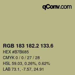 カラーコード: RGB 183 182.2 133.6 | qconv.com