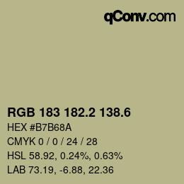 カラーコード: RGB 183 182.2 138.6 | qconv.com
