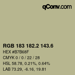 カラーコード: RGB 183 182.2 143.6 | qconv.com