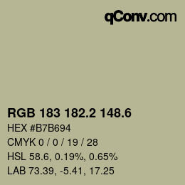 カラーコード: RGB 183 182.2 148.6 | qconv.com