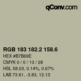 カラーコード: RGB 183 182.2 158.6 | qconv.com
