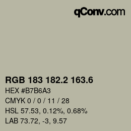 カラーコード: RGB 183 182.2 163.6 | qconv.com