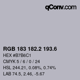 カラーコード: RGB 183 182.2 193.6 | qconv.com