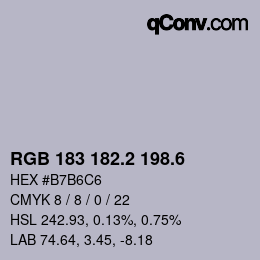 カラーコード: RGB 183 182.2 198.6 | qconv.com