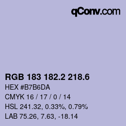 カラーコード: RGB 183 182.2 218.6 | qconv.com