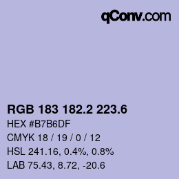 カラーコード: RGB 183 182.2 223.6 | qconv.com