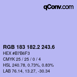 カラーコード: RGB 183 182.2 243.6 | qconv.com