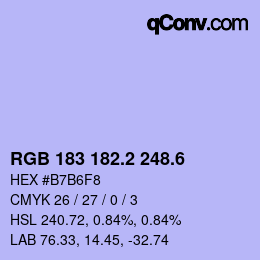 カラーコード: RGB 183 182.2 248.6 | qconv.com