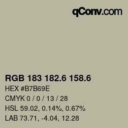 カラーコード: RGB 183 182.6 158.6 | qconv.com