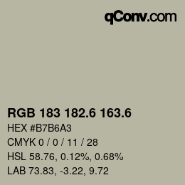 カラーコード: RGB 183 182.6 163.6 | qconv.com