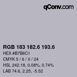 カラーコード: RGB 183 182.6 193.6 | qconv.com