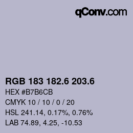 カラーコード: RGB 183 182.6 203.6 | qconv.com