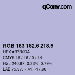 カラーコード: RGB 183 182.6 218.6 | qconv.com