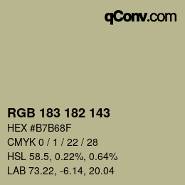 Código de color: RGB 183 182 143 | qconv.com