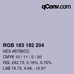 カラーコード: RGB 183 182 204 | qconv.com