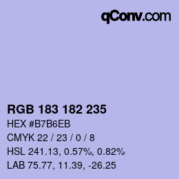 Color code: RGB 183 182 235 | qconv.com