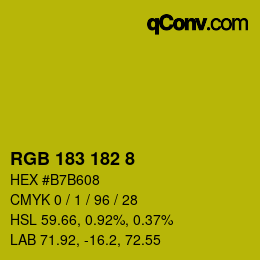 Color code: RGB 183 182 8 | qconv.com