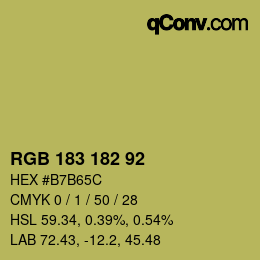 Color code: RGB 183 182 92 | qconv.com