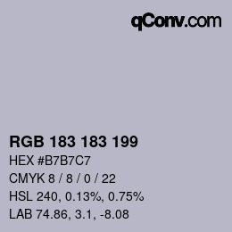 カラーコード: RGB 183 183 199 | qconv.com